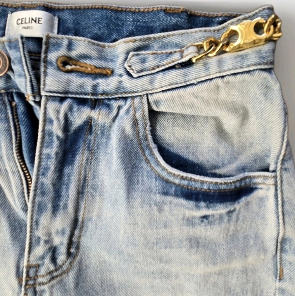 Celine Light Blue Wide Leg Distressed Jeans - Picture 7 of 16